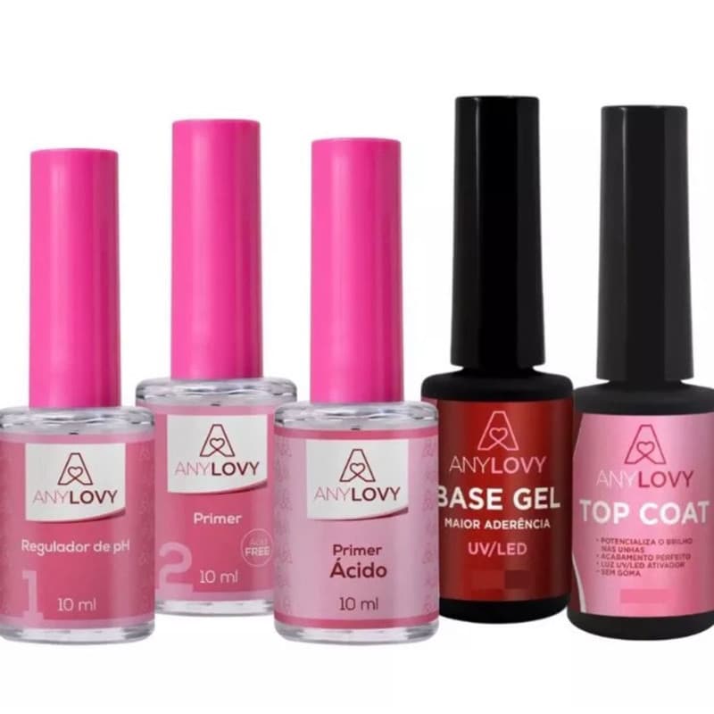 kit Preparadores Anylovy Regulador ph + PrimerN + PrimerA+ Base gel + Top coat Nail Designer