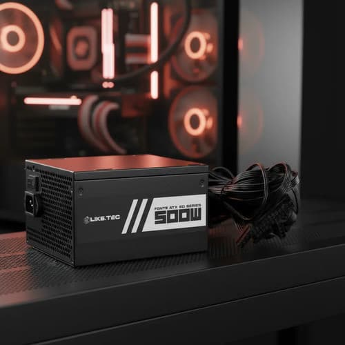 Fonte 500w 80 Plus Bronze Pfc Ativo Cabos Planos Liketec Preto