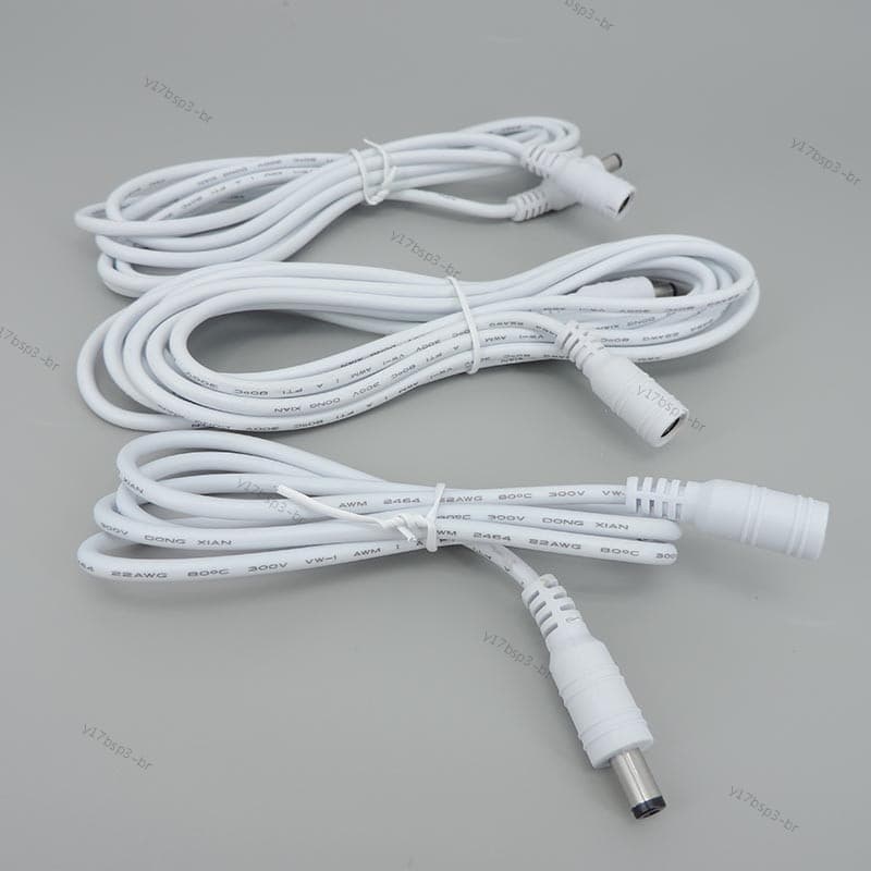 1/1.5/3/5m Branco 12V DC Macho Para Fêmea 5.5x2.1mm Estender Cabo jack Adaptador De Alimentação Fonte 22awg 3A Conector