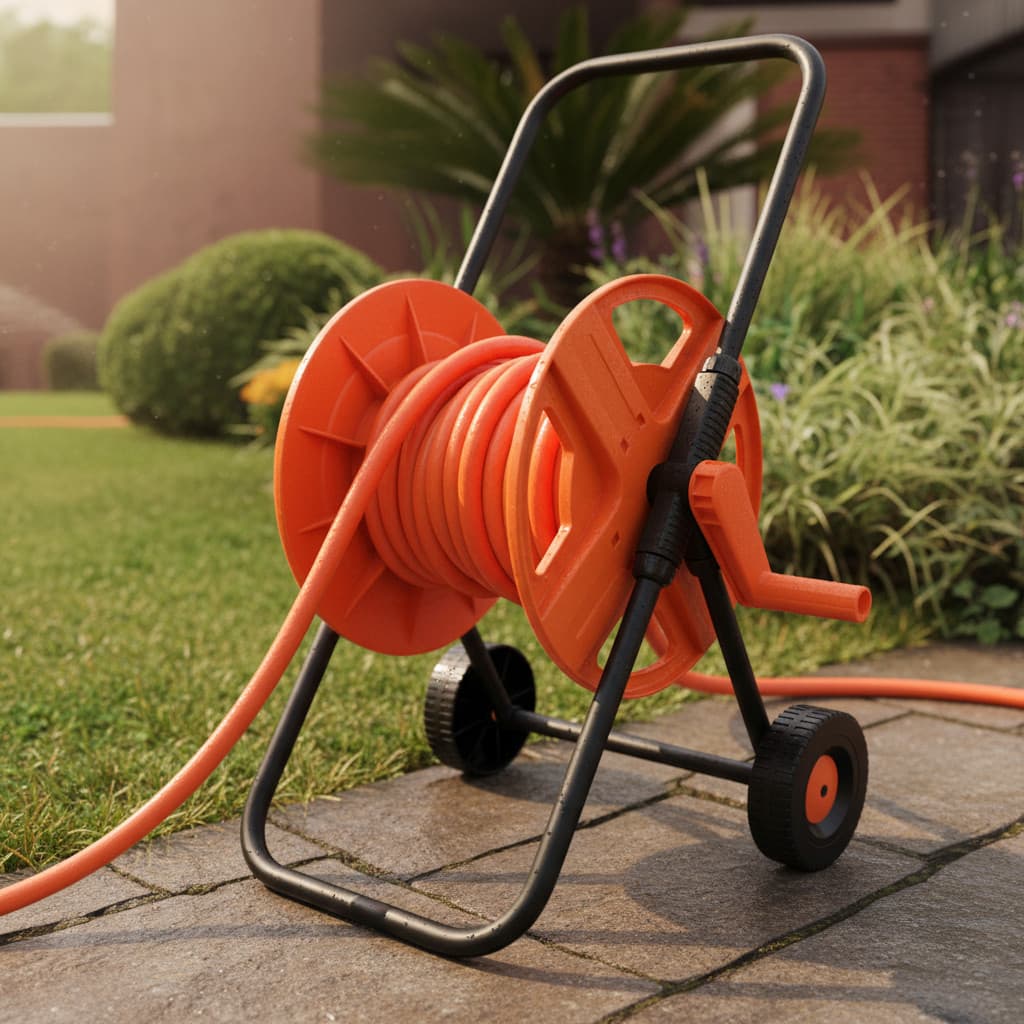 Suporte Enrolador De Mangueira 45 Metros Com Rodas Carrinho jardim, irrigar, enrolar mangueira