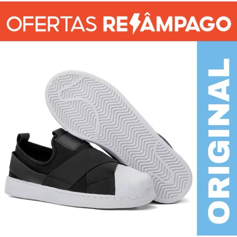 Tênis Barato Feminino Slip On Lançamento Leve e Confortável 34 a 39 Envio Rapido preto branco