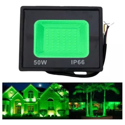 Refletor LED 50W Alta Potência | Luz Verde Vibrante | Mini Holofote Chip SMD IP66