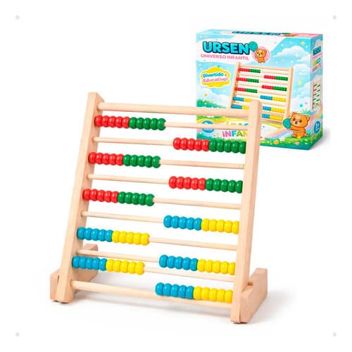 Ábaco De Madeira 10 Colunas Brinquedo Educativo Desenvolvimento Infantil