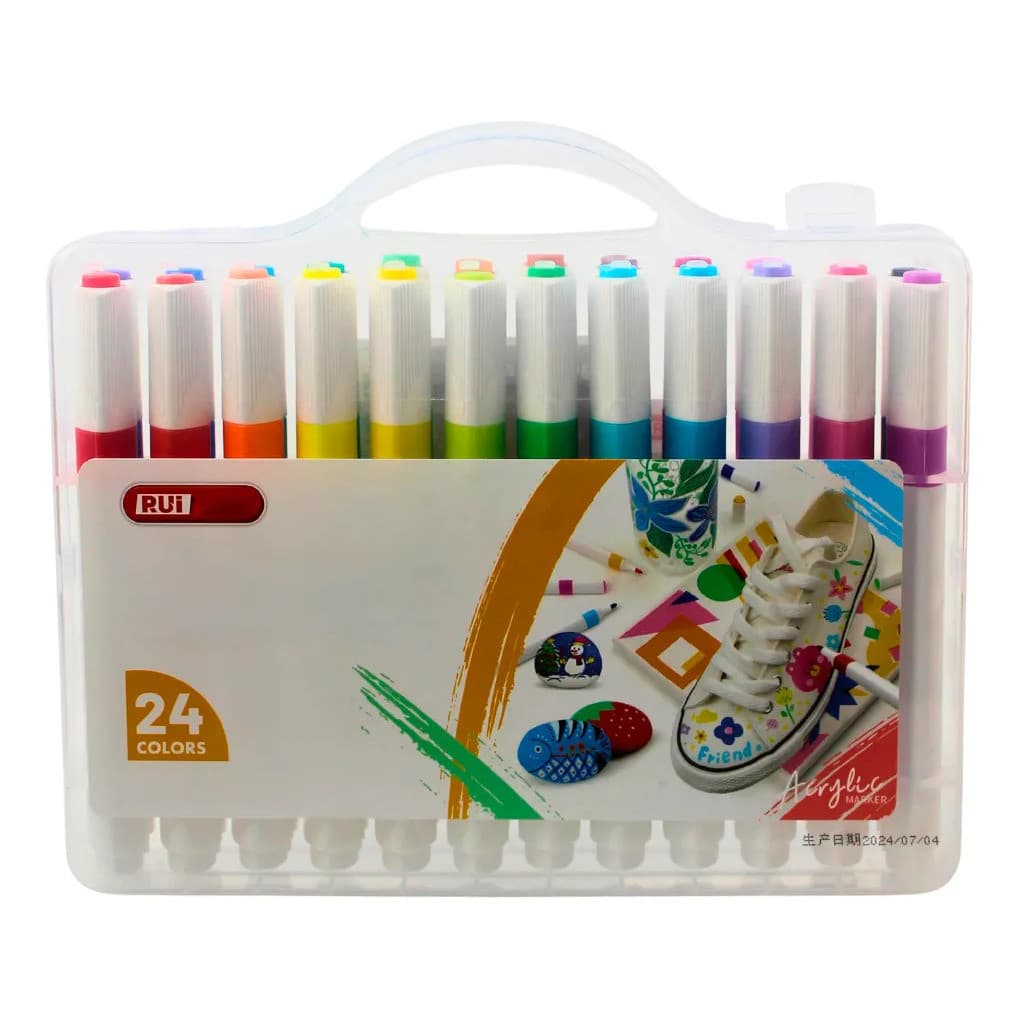 Kit Canetinha 24 Cores Marcador De Tinta Acrílica RUI .