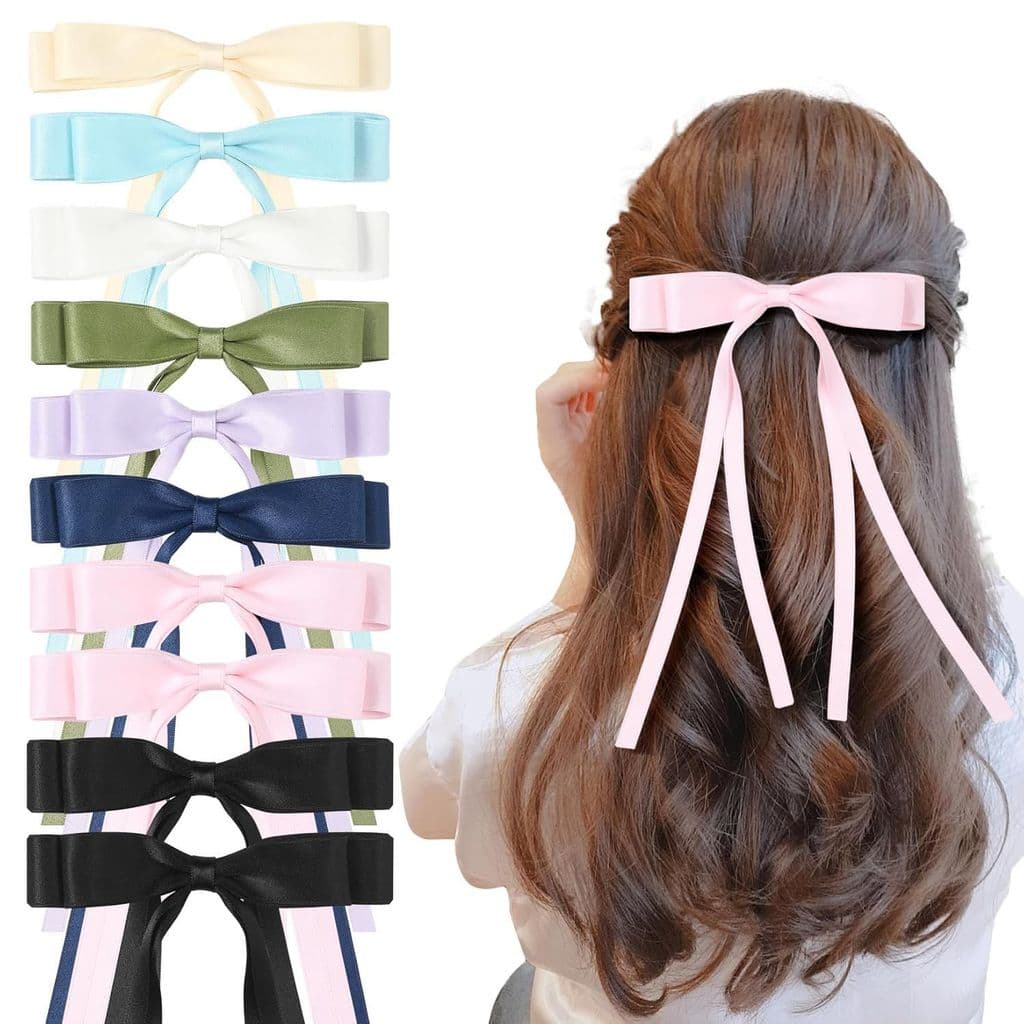 Presilha de cabelo com laço de fita estilo coreano para mulheres, acessório de cabelo para rabo de cavalo duplo, presilh