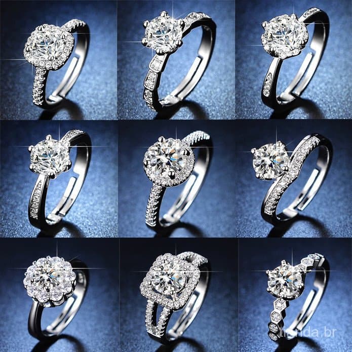Anel de Moissanite para Femininas 1 Quilate Anel de Casamento de Seis Garras,Anel de casamento