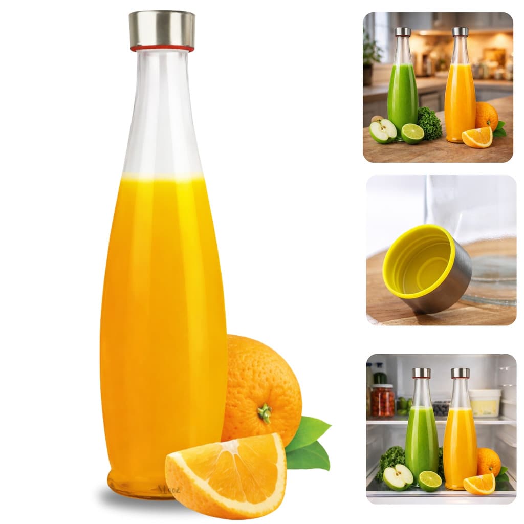 1 Garrafa De Leite Geladeira Água Suco vidro inox VEDADO 1L