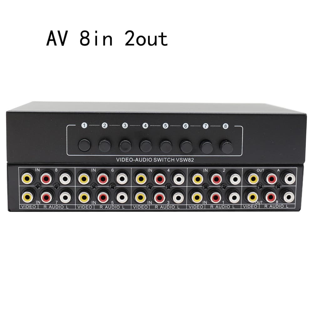 Switch AV 3 RCA 8 entradas 2 saídas, Comutador 3RCA 8x2 de vídeo composto + áudio L/R, para Wii PS2 Xbox DVD STB