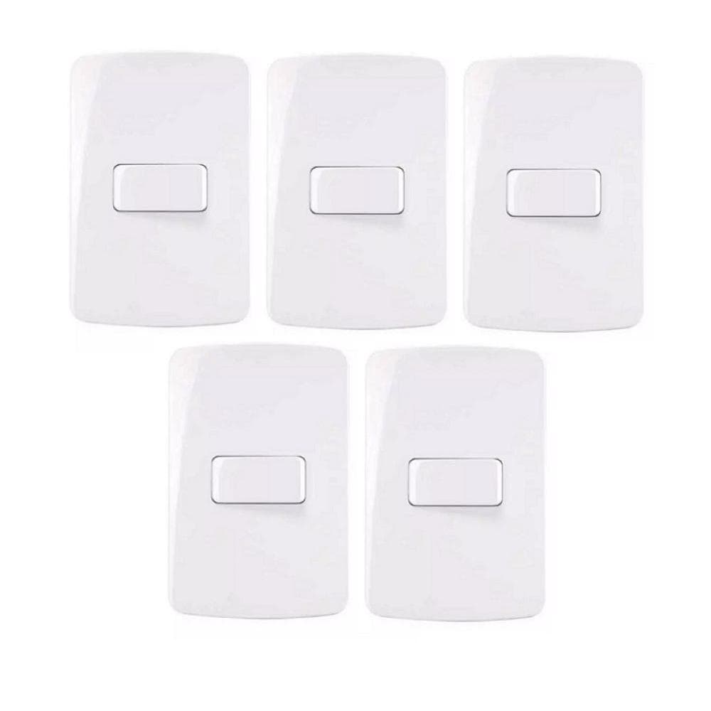 Kit 5 Conjunto Interruptor Simples 10A 250V 4x2 Branco MarGirius Linha B3