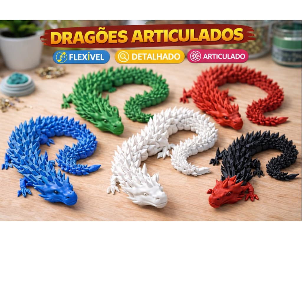 Dragão Articulado Impressão 3D 25cm – Colecionável