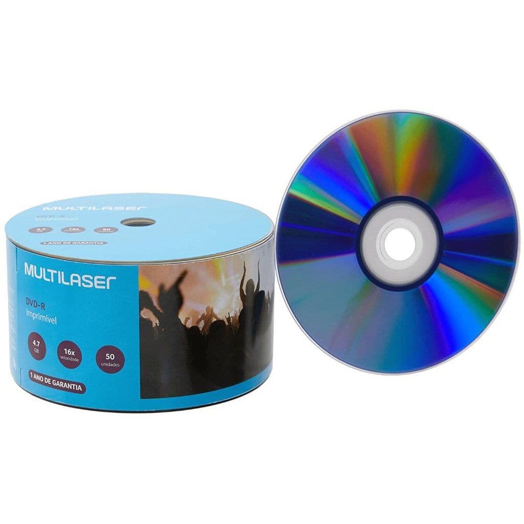 Mídia DVD-R Printable 16X 4.7 Gb 50 unidades Multilaser DV052