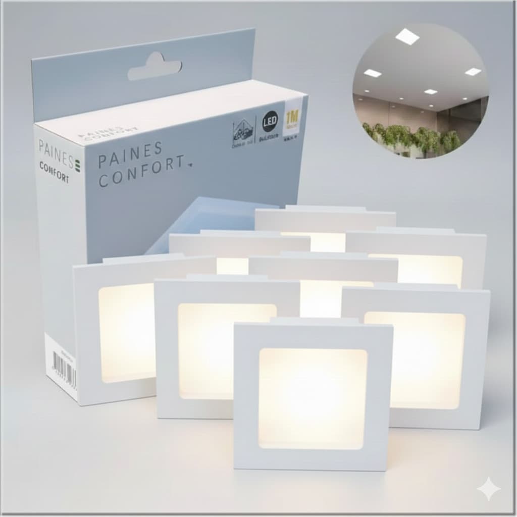 Kit 10 Painel LED Comfort 12x12 Embutir 6W Branco Quente 2700K