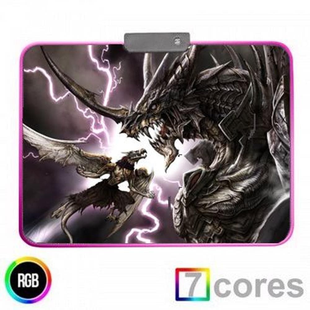 Mouse Pad Gamer Knup LED RGB Iluminado 7 Cores 35x25 cm Médio