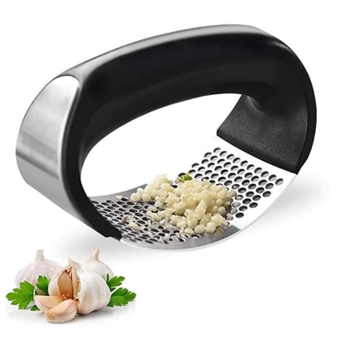 Espremedor de Alho em Aço Inox e ABS Amassador Prático e Resistente Utensílio de Cozinha Durável, Fácil de Limpar