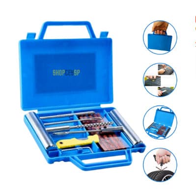 Kit Reparo Pneus Metal Macarrão Carro Moto Maleta Profissional C/12 Peças Conserto Remendo Frio