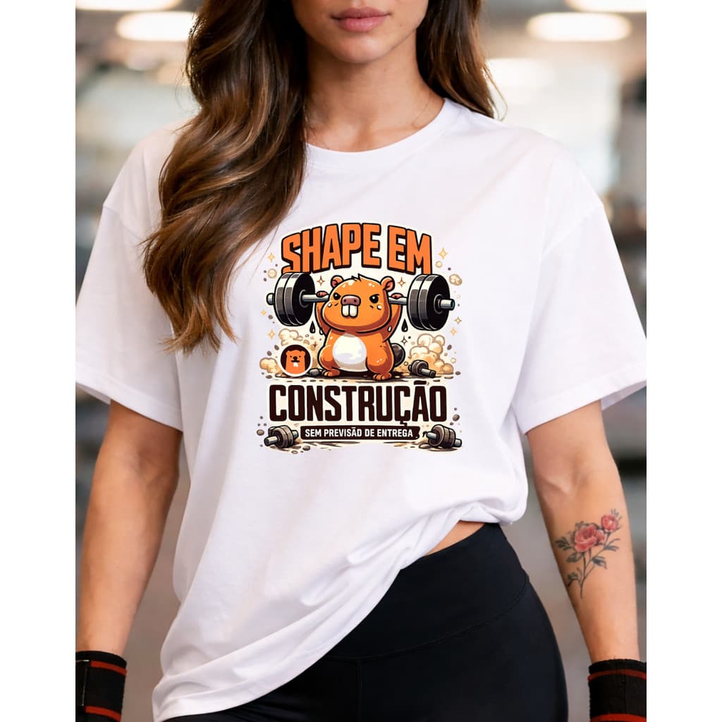 Camiseta Oversized Feminina 100% Algodão Camisa Capivara Shape Meme Fofo Academia Musculação