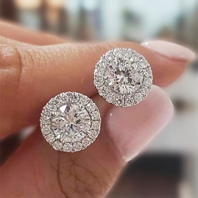 100 % Sólido 925 Prata Esterlina Clássico Redondo Zircônia Cúbica Configuração De Pino Brinco Feminino 6 Cores Delicado