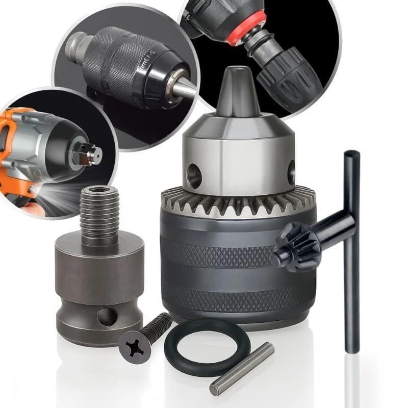 Kit Haste Soquete Adaptador Quadrado 3/8 Pol com Anel + Mandril com Chave Parafusadeira Chave de Impacto pra Mandril