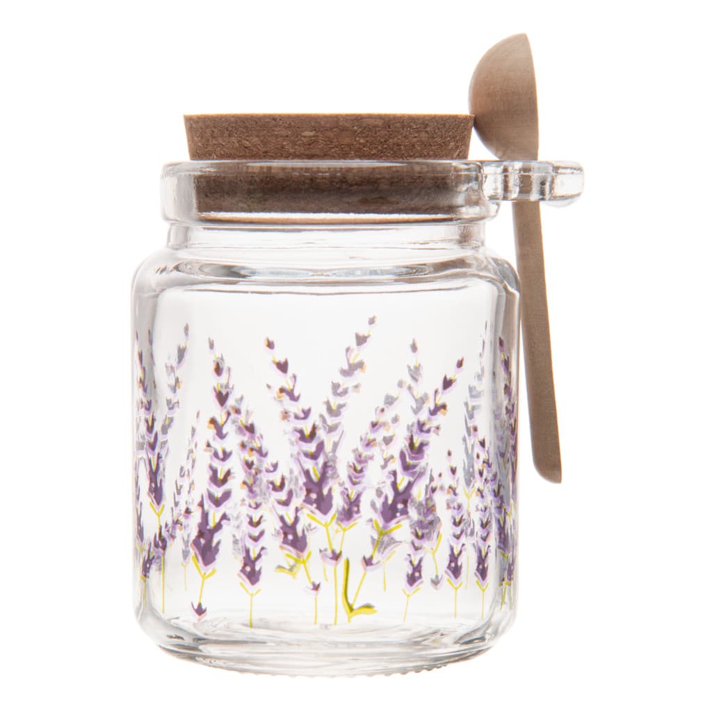 Pote Redondo Com Tampa e Colher Decoração lembracinhas Lavanda Provence Temperos 200ml Vidro - Lyor