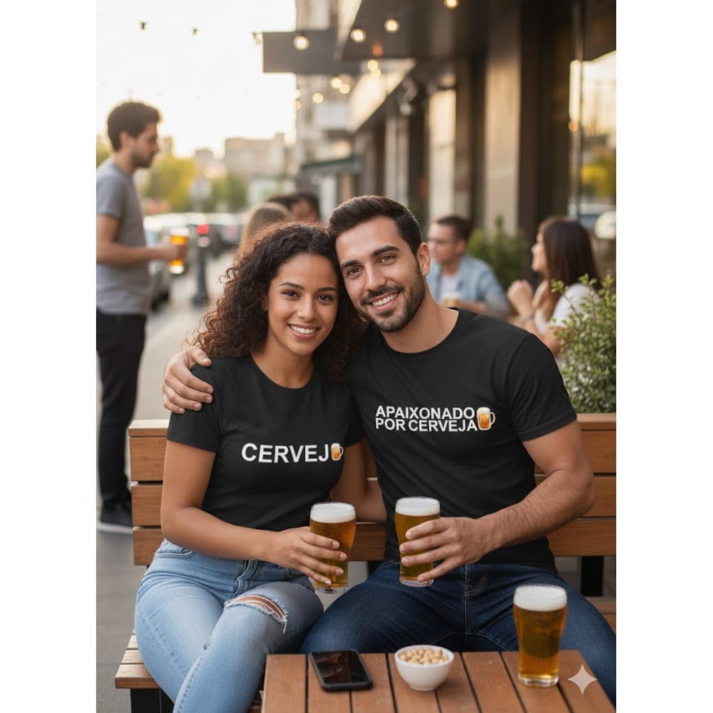 kit 02 camisetas casal apaixonado por cerveja camiseta estampada moderna