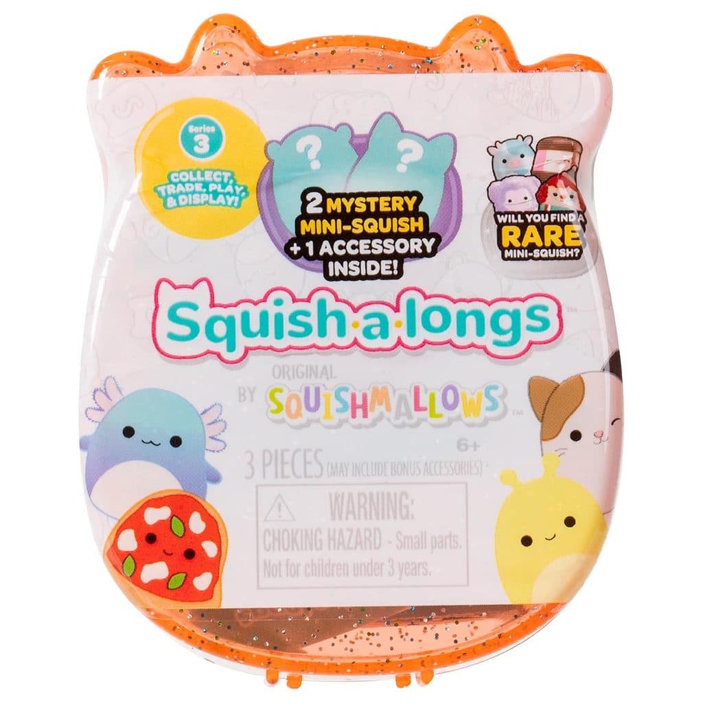 Pack 2Bonecos Surpresa Squish-a-Longs Case Laranja Brilhante