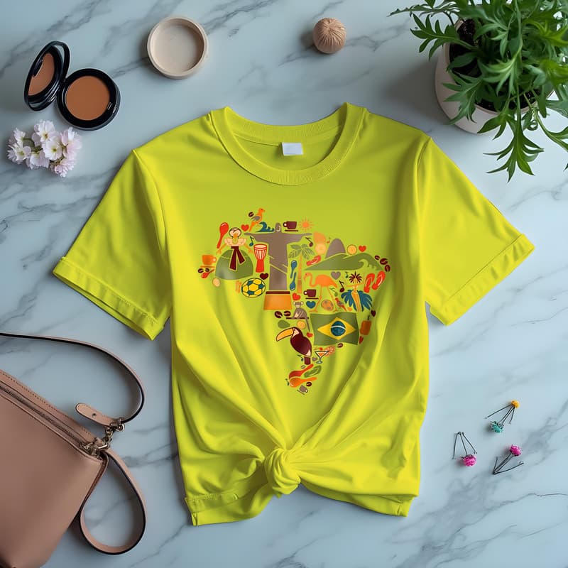 Camiseta Feminina Brasil Rio de Janeiro Brasileiro Copa do Mundo Hexa EUA México Viagem