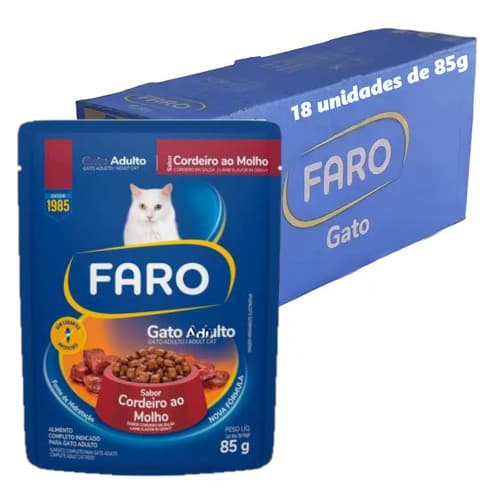 CAIXA DE SACHES FARO GATO ADULTO CARNE 85 GR. COM 18 UNIDADES
