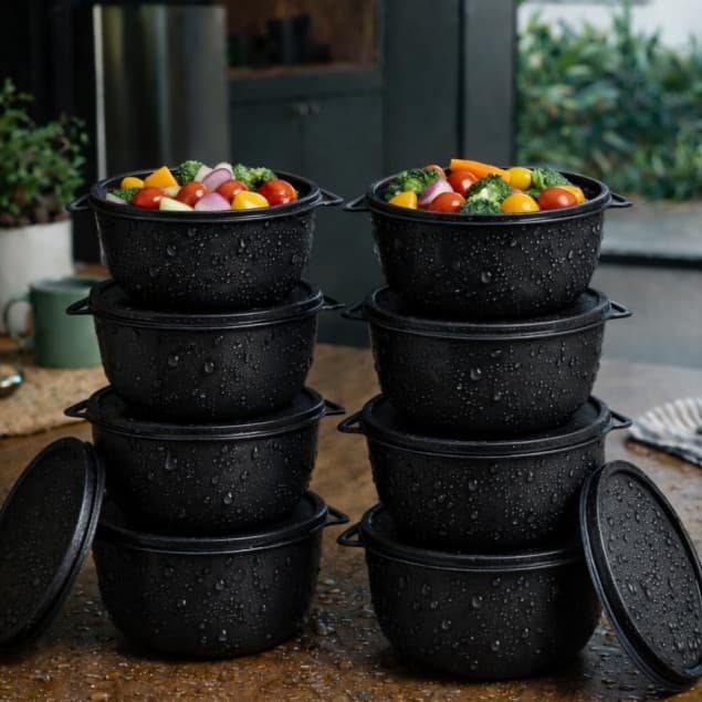 Kit 10 Potes Bowl 500ml com Tampa | Potes Plásticos Herméticos Reforçados | Marmita, Geladeira, Free + kit 400Ml