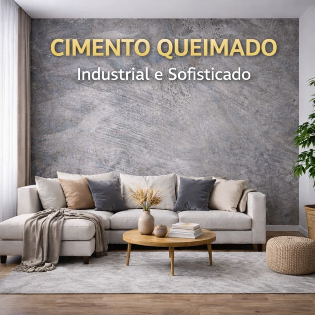 Papel de Parede Cimento Queimado Autocolante Sala Quarto Moderno