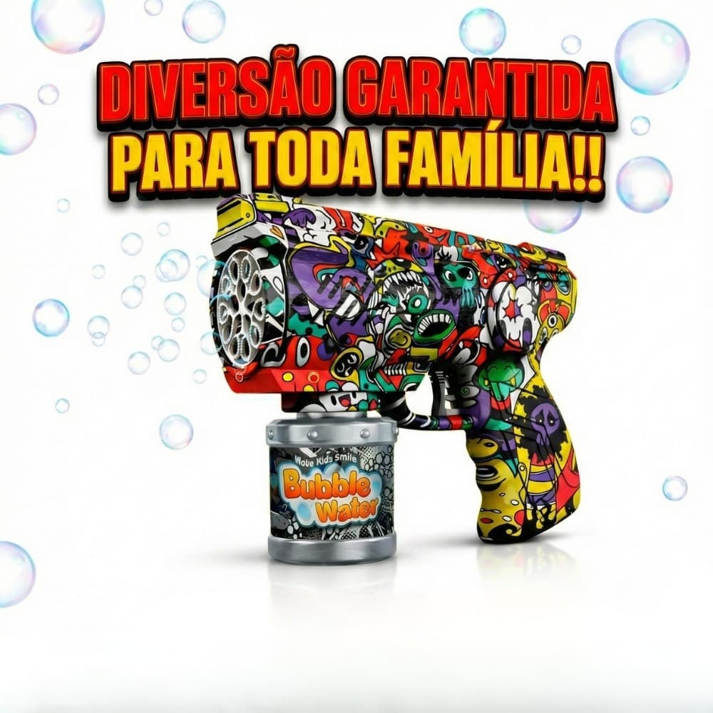 Pistola Automática Lança Bolhas de Sabão Infantil - Cores Sortidas