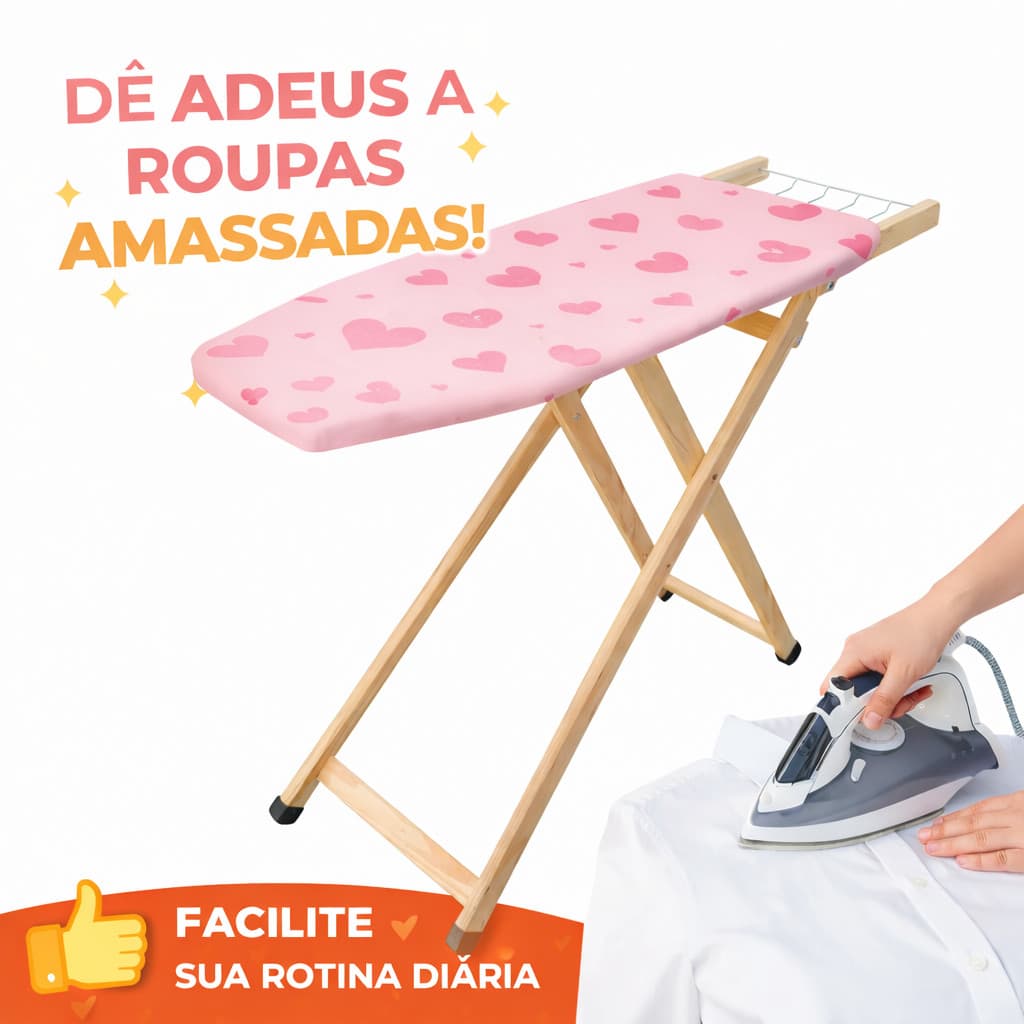 Tábua De Passar Roupas de Madeiras Modelo Tradicinal Dobrável