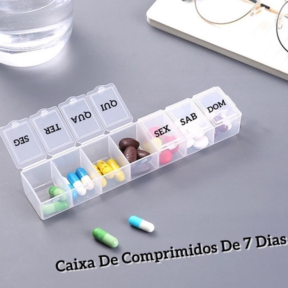 Caixa Comprimidos Semanal Porta Remedio 7 Divisórias 7 Dias