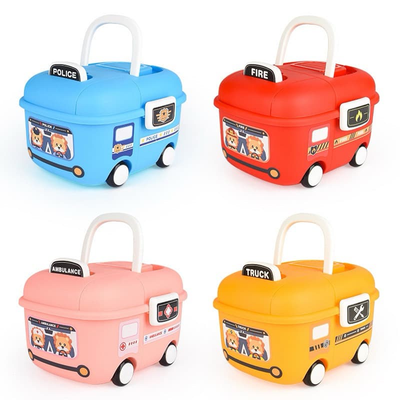 Infantil Caixa Organizador Fofo de Brinquedos Bebê em formato de Carro Com Rodinhas