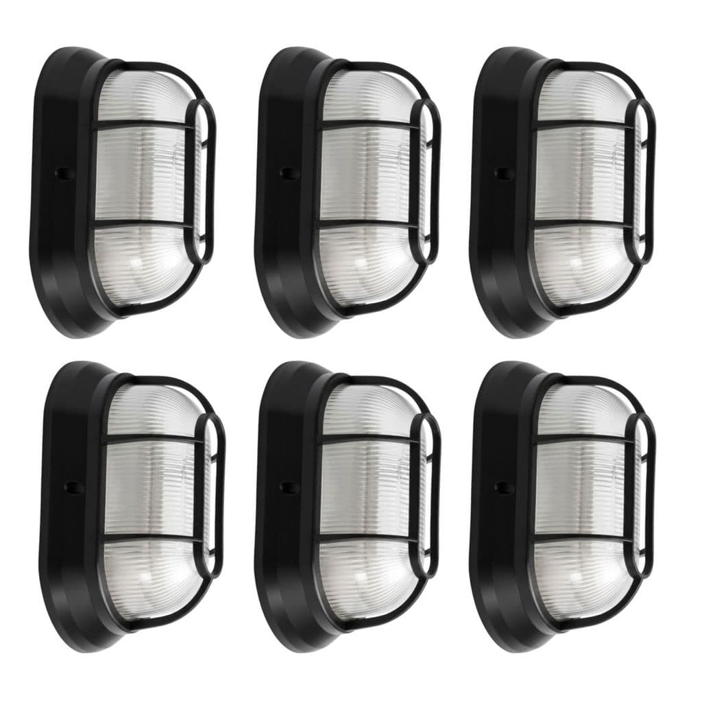 Kit 6 Luminaria Arandela tartaruga parede muro com Grade Lampada Bocal E27 Branca preta
