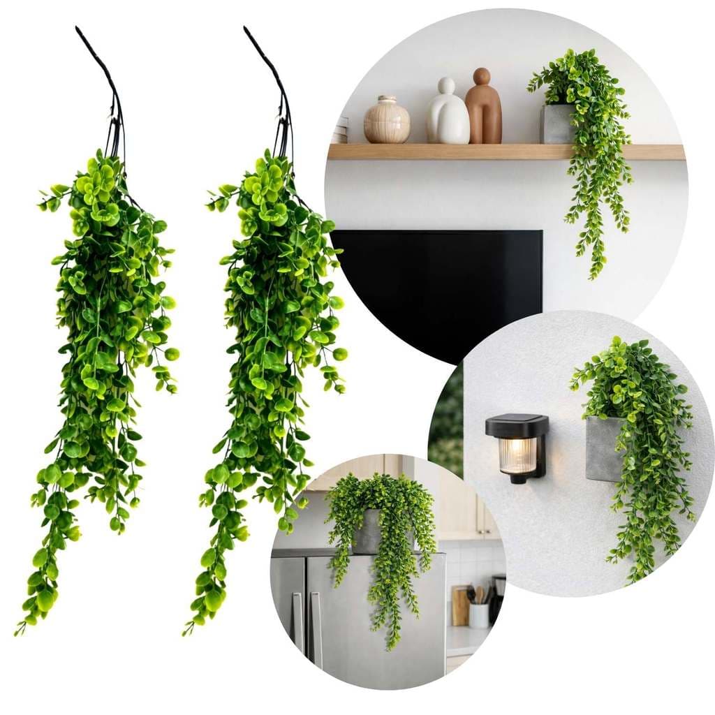 Kit 2 Pendente Buchinho Corrente 75 CM Planta Artificial