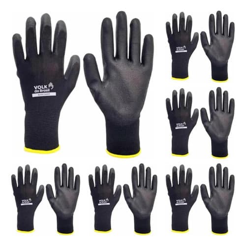 Kit 12 Luva Multitato Pu Tátil Black Smart Proteção Volk G - Preto