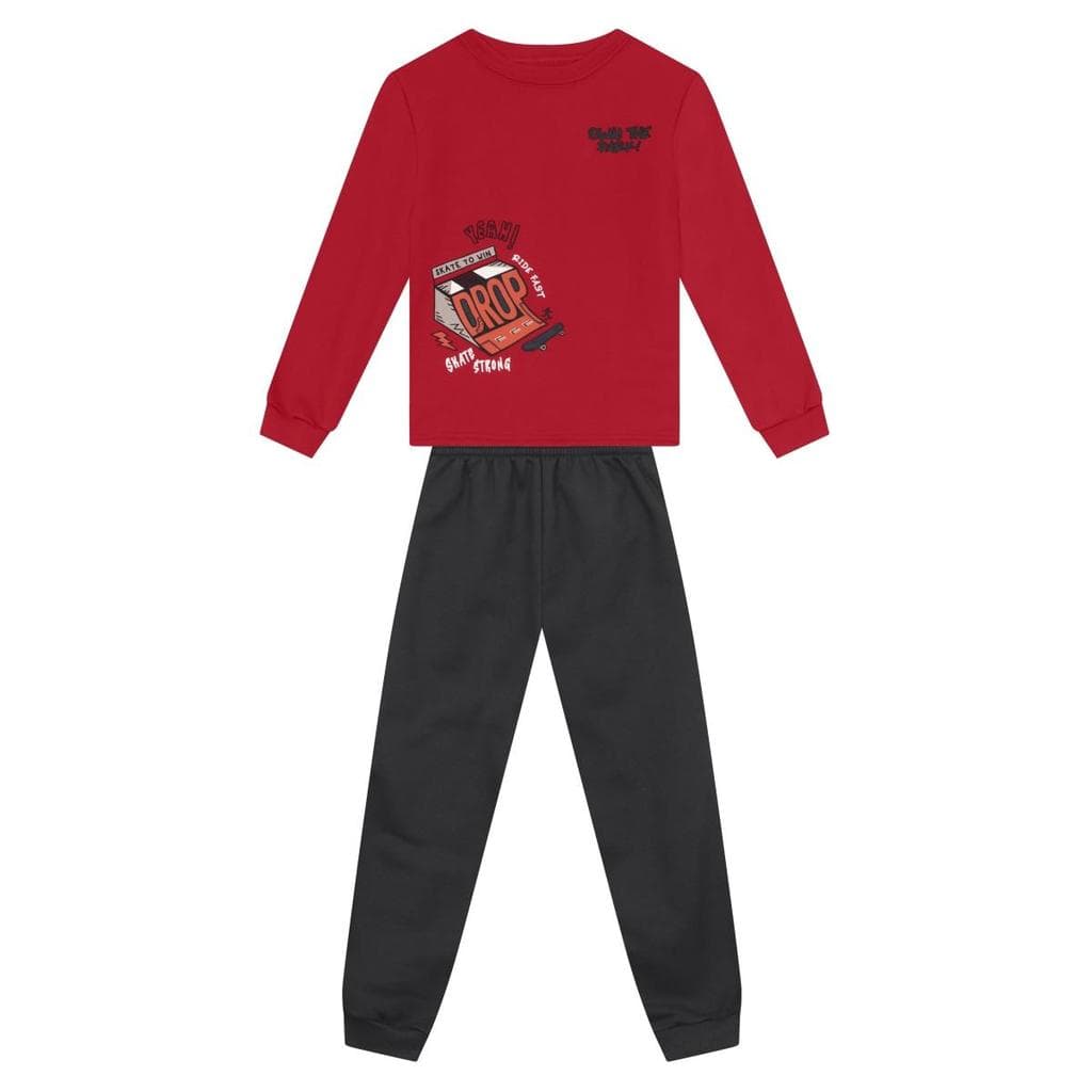 Conjunto infantil menino em moletom de skate Brandili