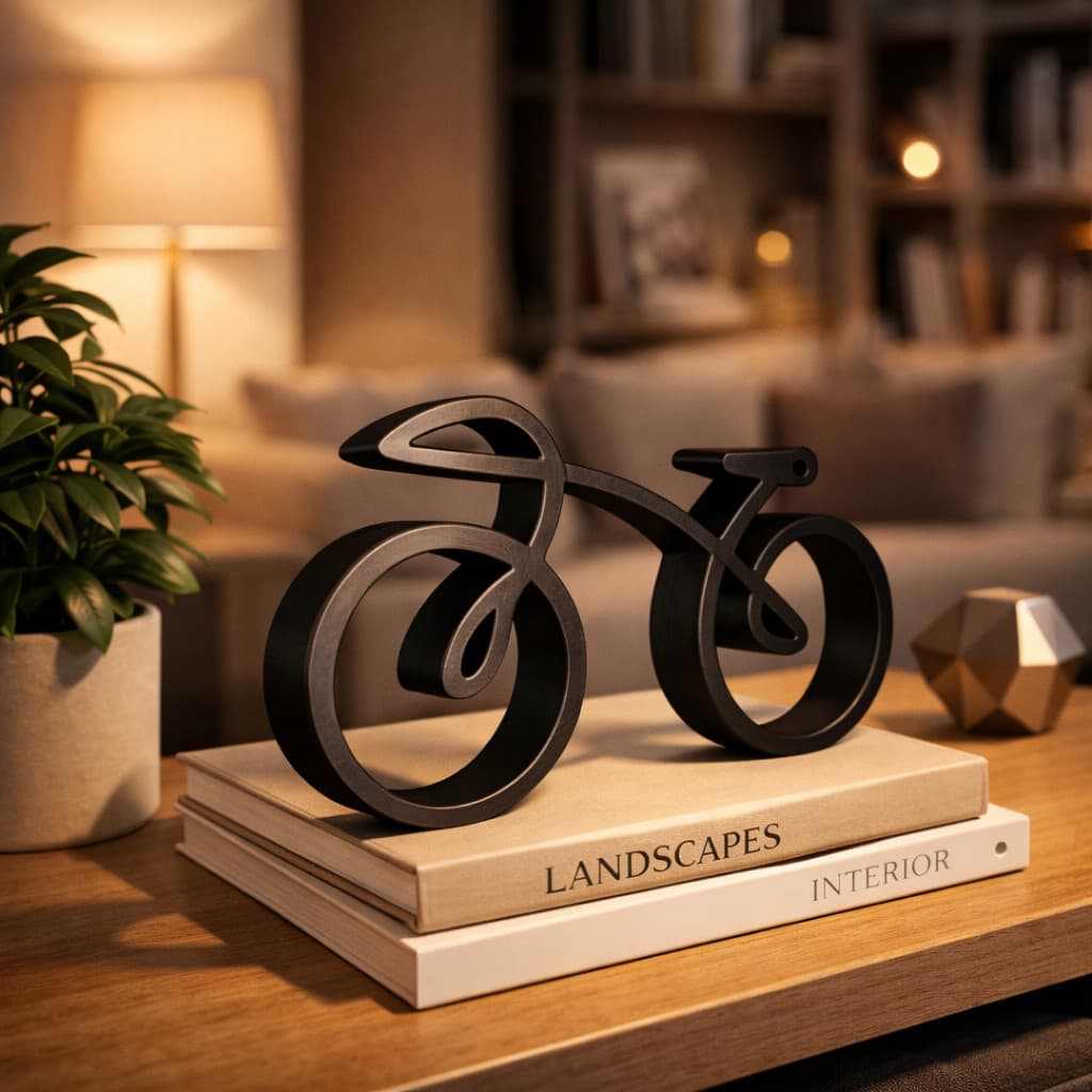 Escultura Bicicleta Decorativa Minimalista Moderna e Elegante – Estátua Ciclista Bike para Decoração