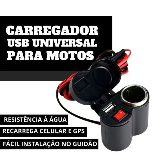 TOMADA USB 12V PARA MOTO CARREGADOR CELULAR ACENDEDOR MOTOCICLETA À PROVA D’ÁGUA UNIVERSAL PROMOÇÃO