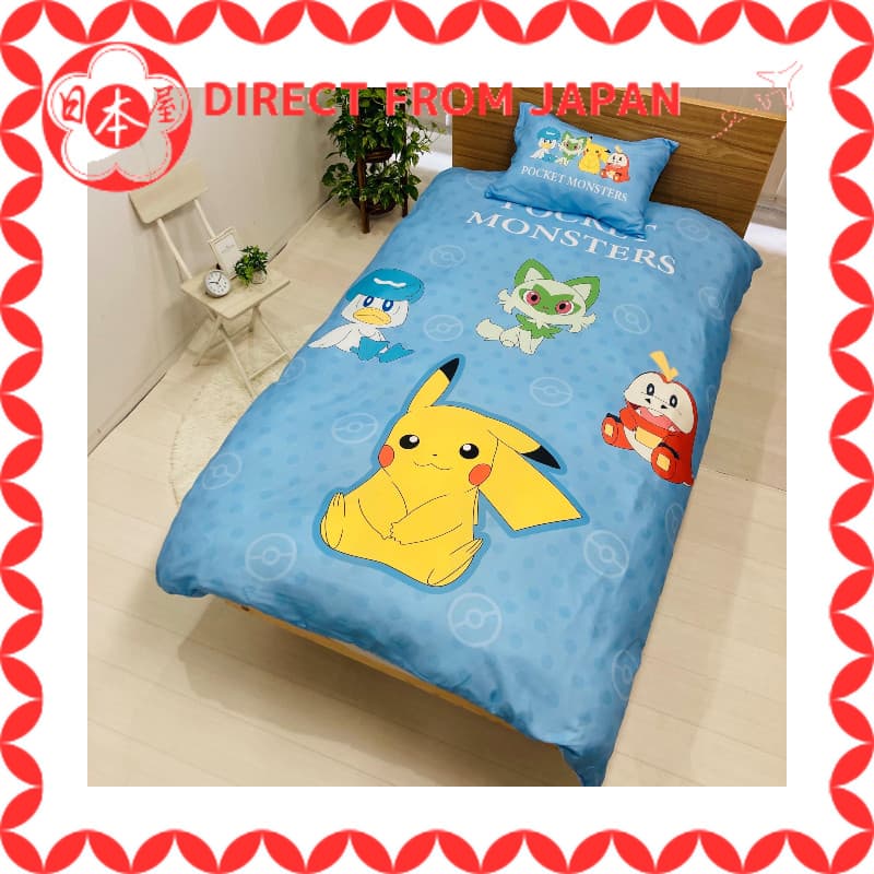 [Direto do Japão] MORIPiLO Conjunto de capa de edredom Pokémon (Pikachu Paldea Friends: capa de edredom e capa de