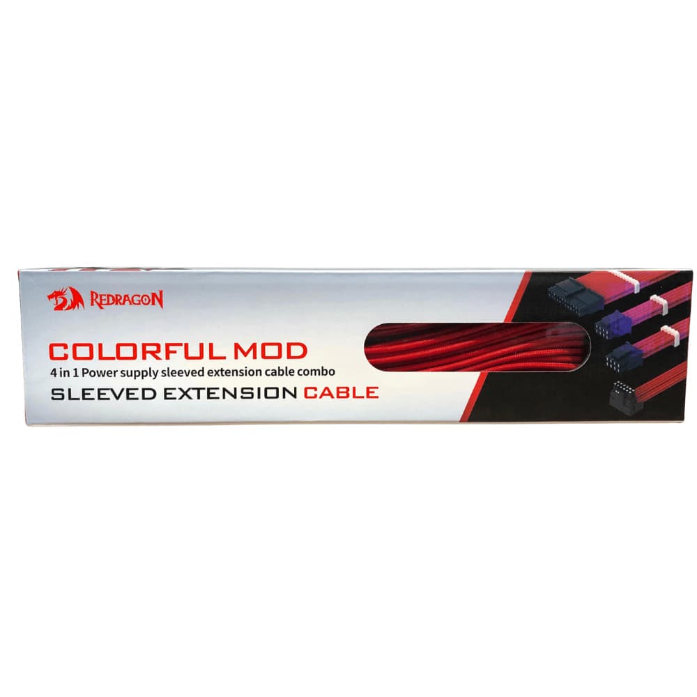 Kit de Cabos de Extensão Redragon 4 em 1 RD-GCP07 – Vermelho | ATX + CPU + GPU 12VHPWR