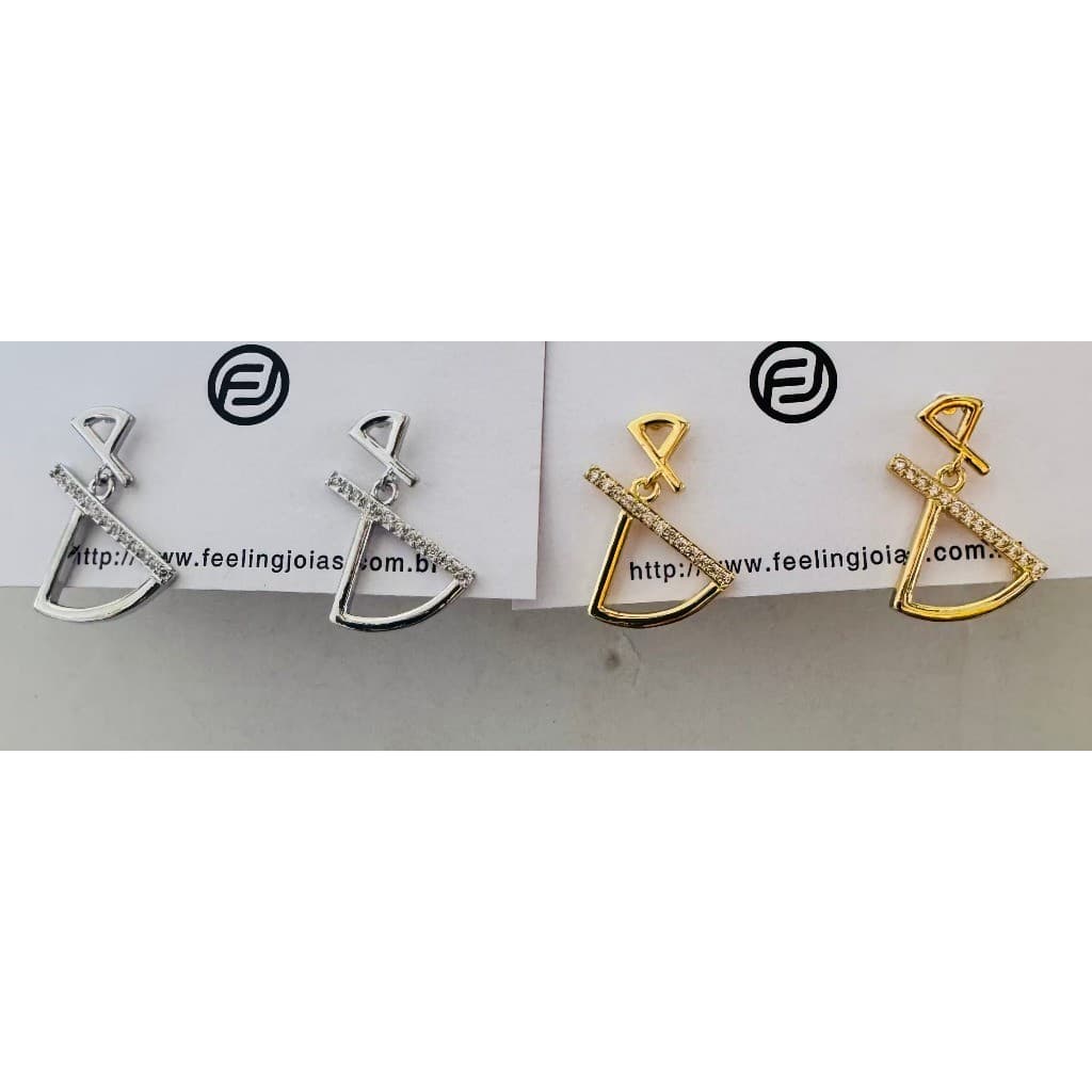 Brinco  70# Feminino Casual Dourado Prata Blogueira Brilhante Zircônia Elegante