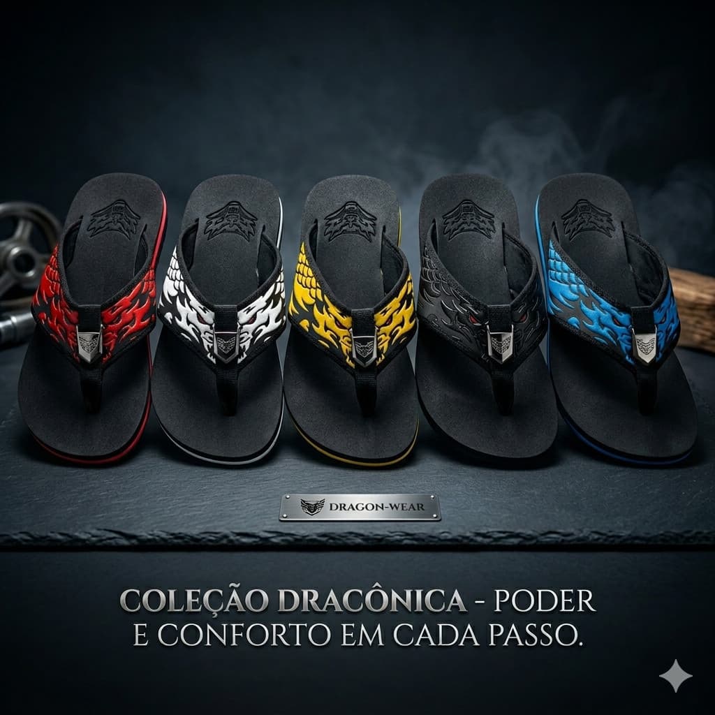 Chinelo Masculino Dragon Original Homem Casual Exclusivo Conforto Dia a dia Palmilha Respirável