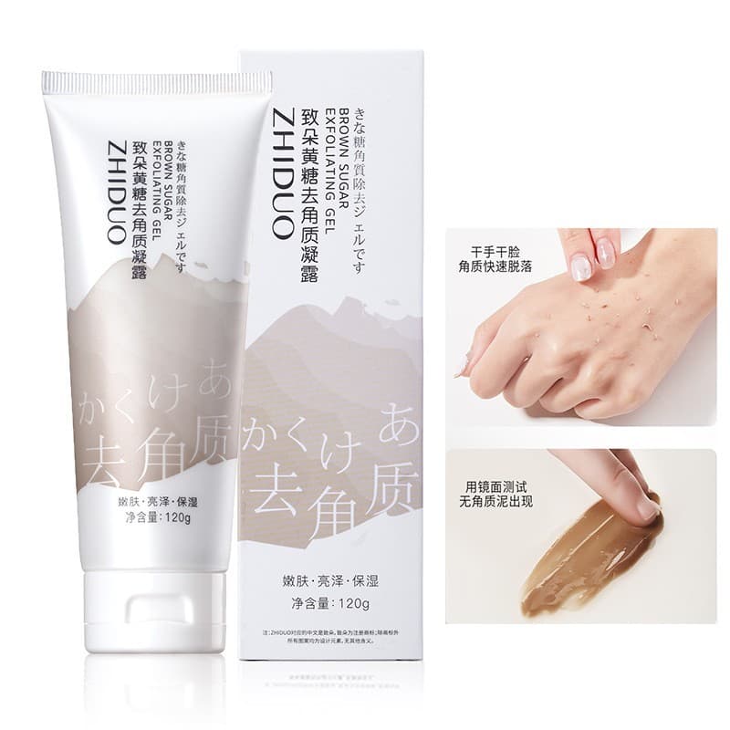 Zhiduo gel esfoliante com açúcar mascavo, limpeza profunda dos poros, pele morta, gel facial suave, masculino e feminino
