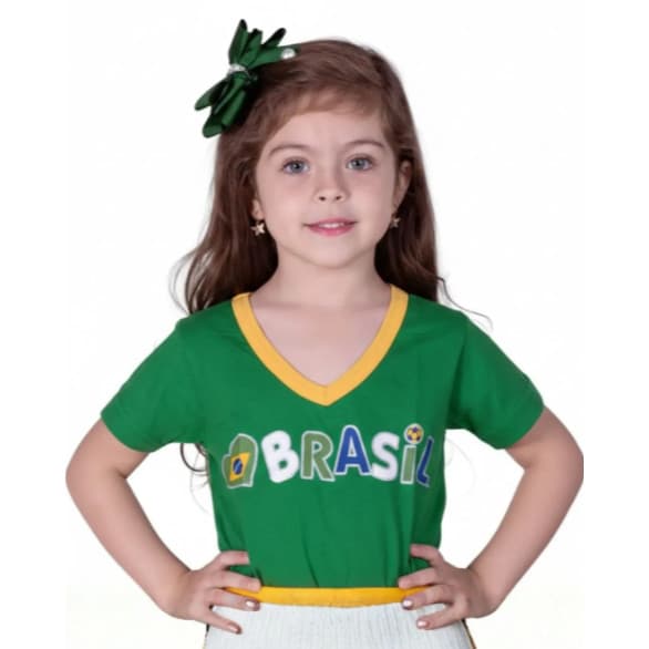 Baby Look Camiseta Estampada Tocida Brasil Copa - 2405