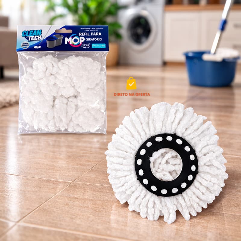 Refil Mop Giratório 8 litros esfregão microfibra