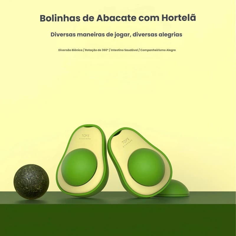 Brinquedo Interativo Abacate para Gatos com Catnip Natural e Erva Gato