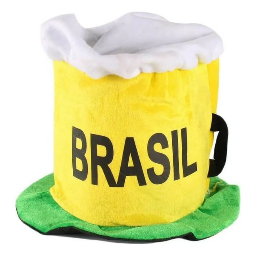 Chapéu Caneca Chopp Brasil Copa Do Mundo Cartola Torcida Cor Verde E Amarelo