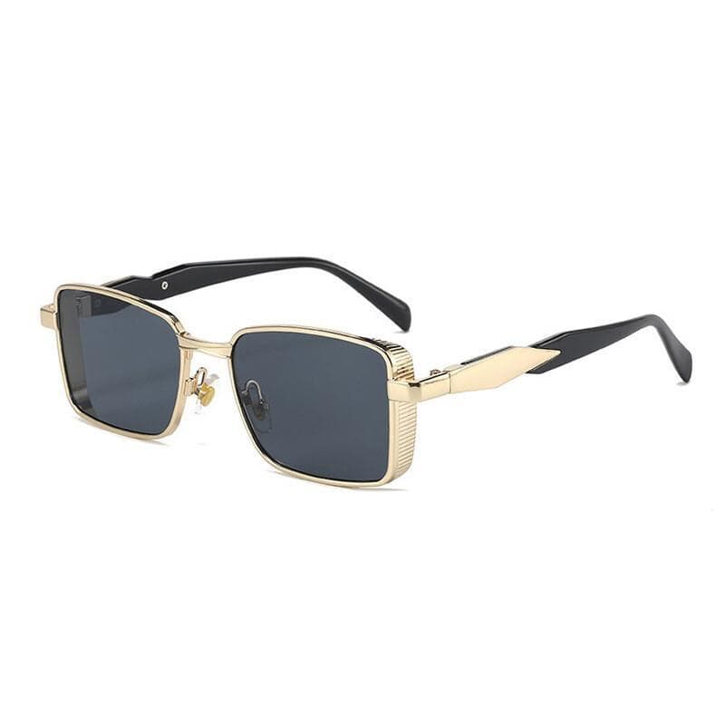 Óculos de Sol Retrô Quadrados de Metal para Homens, Novos Óculos de Sol Punk Femininos, Proteção UV400, Lentes Gradiente