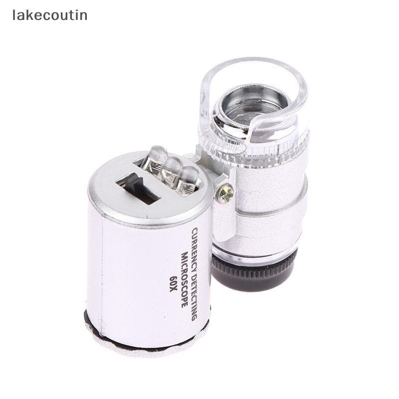 la 60X Microscópio Iluminado Portátil Mini Poeta LED Lupa Joalheiro Estanho